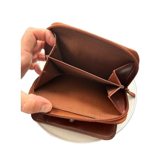 Kenneth Cole Brown Leather Zip-Around Wallet With Card Slots & Snap Pockets - Picture 7 of 11